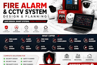security design, fire safety docs, cctv layout, alarm engineer, safety planner