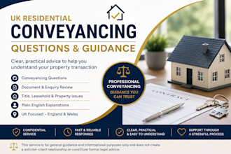 answer residential conveyancing questions and give property transaction guidance
