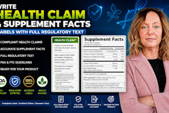 write health claim and supplement facts labels with full regulatory text