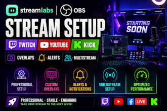 streamlabs obs twitch youtube kick stream setup overlays alerts multistream
