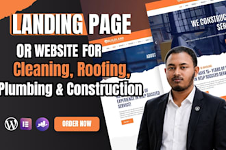 elementor landing page for cleaning, roofing, plumbing  construction