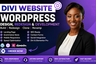 wordpress website design using divi theme, elementor pro, redesign divi website