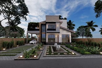 modern house plans with 3d exterior rendering
