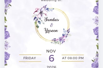 design islamic wedding and birthday invitation card