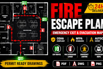 draw osha nfpa fire escape plans, evacuation maps, and emergency exit layouts
