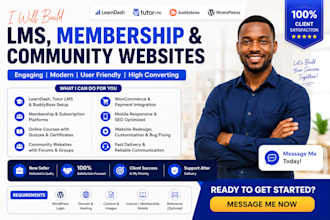 build lms website with learndash, buddyboss tutor lms pro, wordpress, membership