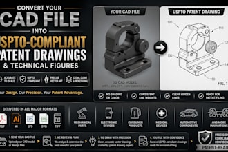 convert your cad file into uspto compliant patent drawings and technical figure