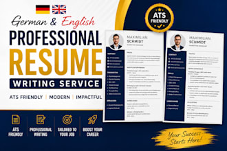 write a professional ats friendly resume in german and english