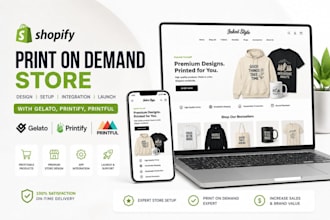 setup shopify print on demand store with gelato, printify, printful pod store