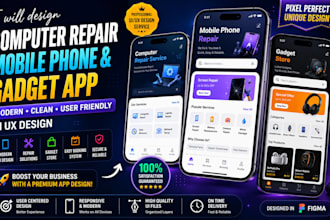 design computer repair UI UX, mobile phone and gadget app