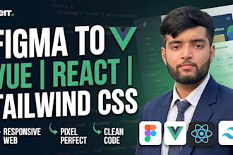 convert figma to responsive vue or react with tailwind CSS