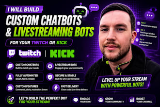 build custom chatbots and livestreaming bots for your twitch or kick