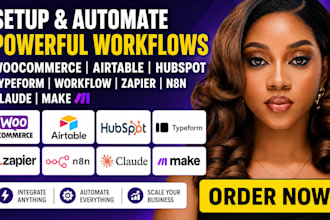 setup woocommerce airtable hubspot typeform workflow zapier n8n claude make