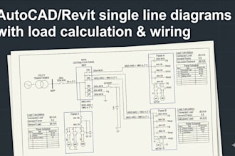draw autocad or revit single line diagrams with load calculation and wiring