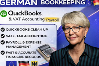 do german bookkeeping, quickbooks cleanup, and vat accounting payroll accounting