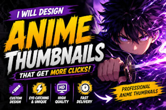 design eye catching anime youtube thumbnails