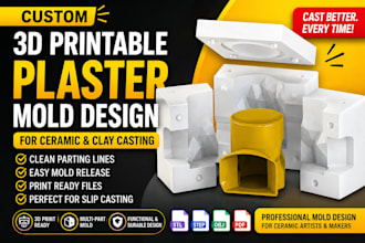 design custom 3d printable plaster mold for ceramic and clay casting