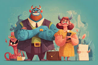 draw a vector 2d character, cartoon character