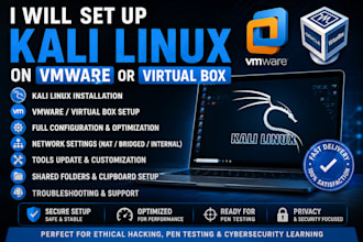 set up kali linux, vmware or virtualbox
