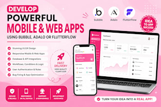 develop flutter powerful mobile and web apps using bubble, adalo, or flutterflow