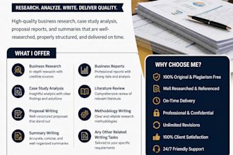 write business research, case study, reports and summaries