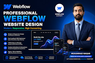 develop a modern saas or startup website in webflow