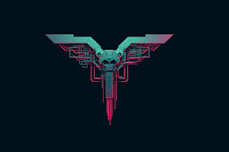illustrate a gorgeous typography logo cyberpunk or mecha