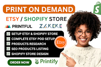 setup etsy shopify print on demand store printify printful etsy print on demand