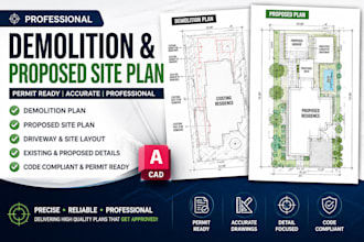 create demolition, permit ready, autocad and proposed site plans