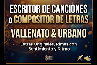 write original spanish lyrics for vallenato and urban music