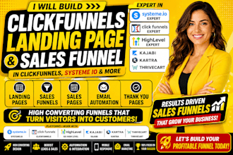 build clickfunnels landing page,sales funnel website in click funnel, systeme io