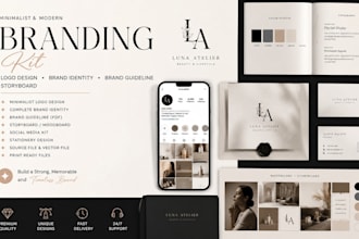 do minimalist branding kit , brand identity,  logo, brand guildline, storyboard