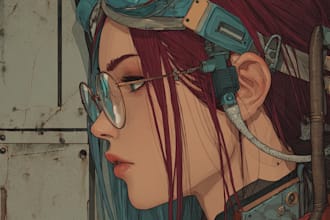do a cyberpunk anime art