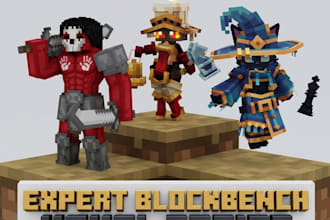 create custom minecraft mobs, blockbench models and animations 3d model blockben