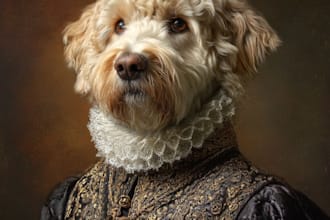 amazing royal pet portrait in custom caricature