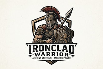 design a powerful ancient warrior inspired logo for your brand