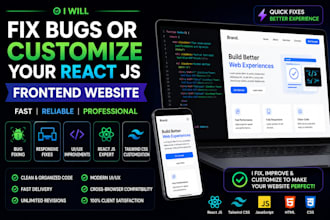 fix bugs or customize your react js frontend website