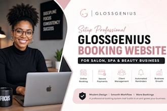 setup glossgenius booking website for salon spa or beauty business