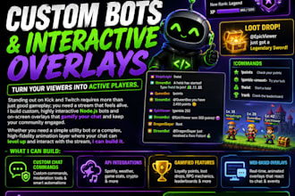 build a custom gamified chat bot and overlay for kick or twitch
