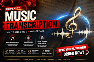 do quicker music transcription, piano sheet music, midi and music arrangement