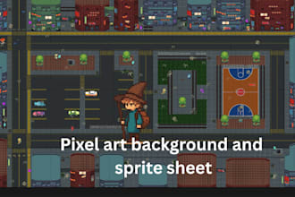 create pixel art backgrounds, tilesets, sprite sheets 8 bit 16 bit art for games