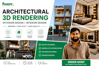 do magnificent interior and exterior house design with 3d render