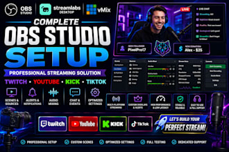 setup or fix obs studio streamlabs vmix for twitch pro streaming and recording