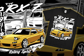 draw custom street racing car artwork