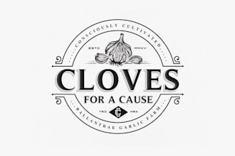 do elegant logo for a gourmet garlic growers charity program
