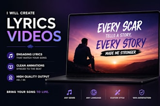 create animated music lyrics video for you