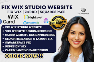 fix wix studio website, mobile friendly redesign carrd wix seo fix squarespace