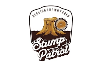 design clearly depicts stump grinding overwhelming logo