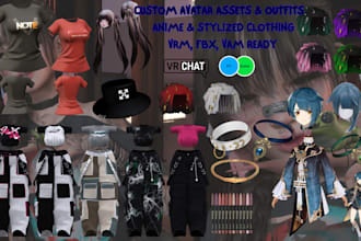 create vrchat outfits, vr accessories, props object, weapons, armor for avatars