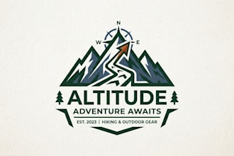 design an adventurous and modern hiking logo for your brand